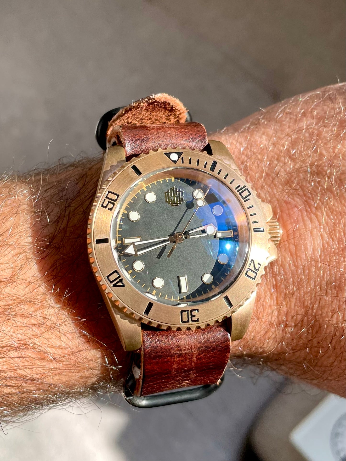 Bronze + Distressed Leather NATO